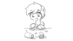 Size: 1920x1080 | Tagged: safe, artist:makaryo, imported from derpibooru, oc, oc only, oc:makaroni, earth pony, pony, eyebrows, eyebrows visible through hair, g5, grayscale, male, monochrome, simple background, solo, stallion, white background
