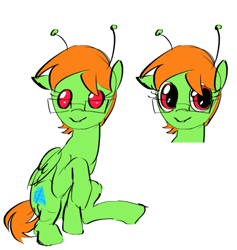 Size: 577x608 | Tagged: artist needed, safe, imported from twibooru, oc, oc:shem horse, alien, alien pony, pegasus, pony, antennae, bust, colored, cutie mark, eyelashes, eyes closed, female, full body, gem, green coat, image, imageboard, jewel, mare, monochrome, multiple poses, png, ponified, red eyes, red sclera, sketch, smiling, solo, soygem.party