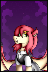 Size: 2401x3601 | Tagged: safe, artist:thebenalpha, imported from derpibooru, oc, oc only, oc:airi, bat pony, bat pony oc, bat wings, clothes, hairclip, school uniform, uniform, wings