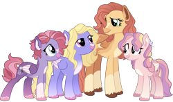 Size: 1885x1110 | Tagged: safe, artist:disasterisk, derpibooru exclusive, imported from derpibooru, fluttershy, lily blossom, oc, oc:sky wishes, oc:star song, pegasus, pony, alternate design, family, female, flutterblossom, lesbian, magical lesbian spawn, offspring, parent:fluttershy, parent:lily blossom, parents:flutterblossom, shipping, simple background, transparent background
