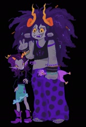 Size: 1212x1783 | Tagged: safe, artist:_night_milk, imported from derpibooru, pinkie pie, rarity, 2022, crossover, duo, duo female, female, homestuck, midriff, rubber chicken, size difference, tall, troll (homestuck)