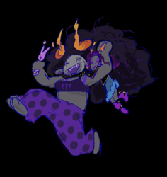 Size: 850x901 | Tagged: safe, artist:_night_milk, imported from derpibooru, pinkie pie, rarity, 2022, crossover, female, midriff, size difference, troll (homestuck)