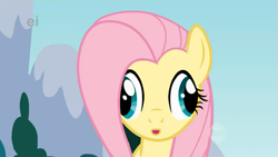 Size: 637x360 | Tagged: safe, imported from derpibooru, fluttershy, pegasus, pony, day, derp, female, mare, open mouth, sky, solo, the hub, watermark
