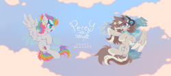 Size: 4500x2000 | Tagged: safe, artist:mirtash, imported from derpibooru, oc, oc only, pegasus, pony, duo, pegasus oc, wings
