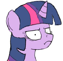 Size: 469x453 | Tagged: safe, imported from derpibooru, twilight sparkle, pony, unicorn, female, frown, horn, mare, simple background, upper body, white background