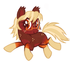 Size: 751x673 | Tagged: safe, artist:webkinzworldz, imported from derpibooru, oc, oc only, oc:maple sugar (peaceandlove26), earth pony, pony, bangs, blank flank, blonde mane, blonde tail, body freckles, brown coat, closed mouth, coat markings, colored lineart, countershading, ear tufts, earth pony oc, female, freckles, full body, glasses, gradient legs, looking at you, magical lesbian spawn, mare, mare oc, offspring, parent:applejack, parent:tempest shadow, parents:tempestjack, show accurate, simple background, smiling, smiling at you, socks (coat markings), solo, tail, three quarter view, trace, turned head, white background