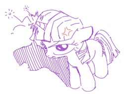 Size: 1216x925 | Tagged: safe, artist:bblygbbly, imported from derpibooru, twilight sparkle, unicorn, angry, blank flank, cross-popping veins, emanata, female, filly, filly twilight sparkle, foal, hatching (technique), horn, lineart, magic, monochrome, scrunchy face, shadow, simple background, solo, unicorn twilight, younger
