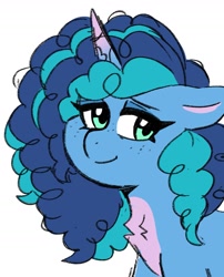 Size: 1473x1821 | Tagged: safe, artist:emera33, imported from derpibooru, pony, unicorn, female, g5, horn, mare, misty brightdawn, simple background, solo, white background