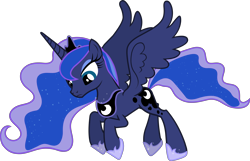 Size: 6597x4254 | Tagged: safe, imported from derpibooru, princess luna, alicorn, pony, luna eclipsed, .svg available, bipedal, crown, female, flying, frown, hoof shoes, horn, jewelry, jumping, mare, my little pony, my little pony: trick or treat, official, peytral, playdate digital, princess shoes, regalia, simple background, slender, solo, svg, thin, transparent background, vector, wings