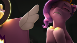 Size: 1920x1080 | Tagged: safe, imported from derpibooru, screencap, pipp petals, pegasus, pony, computer, eyes closed, female, g5, headset, laptop computer, mare, my little pony: make your mark, my little pony: make your mark chapter 4, solo, sunny side up