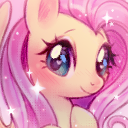 Size: 400x400 | Tagged: safe, artist:bunnzart, imported from derpibooru, fluttershy, pegasus, pony, blushing, female, heart, heart eyes, mare, solo, wingding eyes