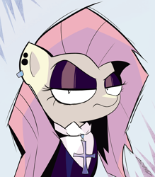 Size: 3580x4096 | Tagged: safe, artist:caraloh, imported from derpibooru, fluttershy, pegasus, pony, bust, female, fluttergoth, gothic, high res, looking at you, solo