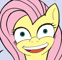 Size: 493x484 | Tagged: safe, imported from derpibooru, fluttershy, pony, eyelashes, female, mare, open mouth, simple background, solo, teeth, upper body
