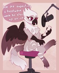 Size: 2000x2500 | Tagged: safe, artist:lionbun, imported from derpibooru, oc, oc:galen, griffon, female, griffon oc, patreon, patreon reward, sitting