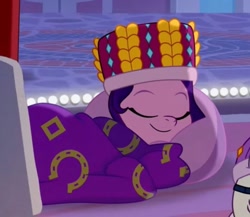 Size: 968x839 | Tagged: safe, imported from derpibooru, screencap, pipp petals, pegasus, pony, blanket, cropped, crystal brighthouse, female, g5, hat, mare, my little pony: tell your tale, pillow, sleeping, solo