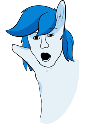Size: 484x722 | Tagged: safe, artist:chaosllama, imported from derpibooru, oc, oc only, oc:fallen oakley, anthro, human, humanized, meme, solo, soyjaks pointing