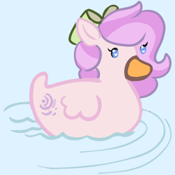Size: 1000x1000 | Tagged: safe, artist:anykoe, imported from derpibooru, oc, bird, duck, pony, behaving like a duck, commission, cute, description is relevant, female, heart, heart eyes, oc unknown, quackerdorable, simple background, solo, water, wingding eyes, ych result, your character here