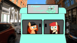 Size: 1920x1080 | Tagged: safe, artist:izzy64, imported from derpibooru, oc, oc only, pony, car, ice cream truck, numget, police car