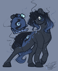 Size: 1800x2200 | Tagged: safe, artist:stardustspix, imported from derpibooru, oc, oc only, oc:shadebinder, crystal pony, pony, colored pupils, colored sketch, crystal pony oc, cutie mark, eye clipping through hair, eyebrows, eyebrows visible through hair, female, gradient mane, mare, reference sheet, sketch, solo, sparkles