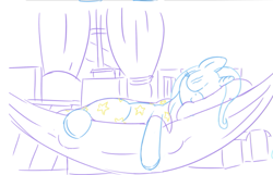 Size: 763x491 | Tagged: safe, artist:maranium, trixie, blanket, hammock, pillow, sleeping, trixie's wagon