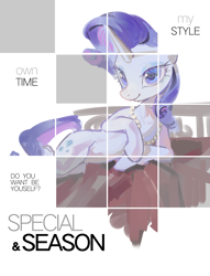 Size: 1300x1700 | Tagged: safe, artist:shiqiuzhu, imported from derpibooru, rarity, pony, unicorn, female, horn, jewelry, lying down, mare, necklace, pearl necklace, simple background, smiling, solo, text, white background
