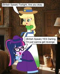 Size: 2987x3668 | Tagged: safe, artist:cartoonmasterv3, imported from derpibooru, applejack, sci-twi, twilight sparkle, human, equestria girls, british, clothes, comic, corrupted, corrupted applejack, corrupted twilight sparkle, dress, elegant, gown, infected, infection, long dress, long skirt, skirt