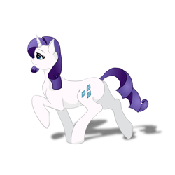 Size: 4134x4134 | Tagged: safe, artist:palettenight, imported from derpibooru, rarity, pony, unicorn, female, horn, mare, running, shadow, small head, smiling, solo