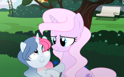 Size: 4761x2978 | Tagged: safe, artist:darbypop1, imported from derpibooru, oc, oc only, oc:crystal belle, oc:melody everbelle, pony, unicorn, female, filly, foal, horn, mare, mother and child, mother and daughter