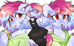 Size: 3849x2431 | Tagged: safe, artist:buvanybu, imported from derpibooru, oc, oc only, oc:jungle, pegasus, pony, clothes, cute, dress, hoodie, pegasus oc, solo, wings
