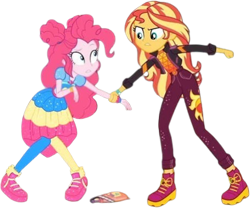Size: 3035x2520 | Tagged: safe, edit, edited screencap, editor:mrtoonlover83, imported from derpibooru, screencap, pinkie pie, sunset shimmer, equestria girls, female, not a vector, simple background, transparent background