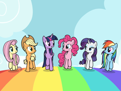 Size: 2048x1536 | Tagged: safe, artist:mariana10990, imported from derpibooru, applejack, fluttershy, pinkie pie, rainbow dash, rarity, twilight sparkle, alicorn, earth pony, pegasus, pony, unicorn, all bottled up, my little pony color by magic, .svg available, best friends until the end of time, budge studios, horn, mane six, my little pony, official, rainbow, svg, twilight sparkle (alicorn), vector