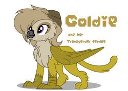 Size: 1024x730 | Tagged: safe, artist:aimeedoesartz, imported from derpibooru, oc, oc:goldie, griffon, base used, female, simple background, solo, transparent background