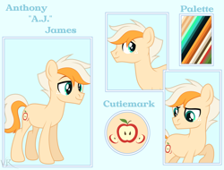Size: 1280x973 | Tagged: safe, artist:victorriley, imported from derpibooru, oc, oc:aj, earth pony, pony, male, reference sheet, solo, stallion