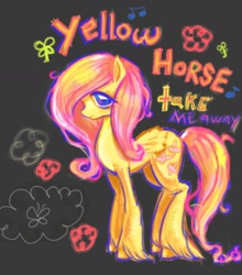 Size: 1382x1571 | Tagged: safe, artist:detoxyourself9, imported from derpibooru, fluttershy, pegasus, pony, cats millionaire, female, mare, solo, unshorn fetlocks, yellow horse