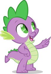 Size: 8143x11734 | Tagged: safe, imported from derpibooru, spike, dragon, .svg available, baby, baby dragon, cute, discover the difference, hand on hip, happy, looking up, official, open mouth, open smile, pointing, simple background, smiling, solo, spikabetes, svg, transparent background, vector