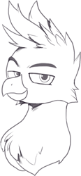 Size: 352x757 | Tagged: safe, artist:nauyaco, imported from derpibooru, gallus, griffon, bust, monochrome, portrait, solo