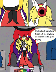 Size: 1077x1393 | Tagged: safe, artist:ask-luciavampire, imported from derpibooru, oc, alicorn, pony, ask, gamer, gamer pony, tumblr