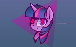 Size: 3840x2400 | Tagged: safe, artist:darkdoomer, imported from derpibooru, twilight sparkle, unicorn, beautiful, bust, glowing, glowing eyes, horn, portrait, red eyes, simple background, solo, vaporwave, wallpaper