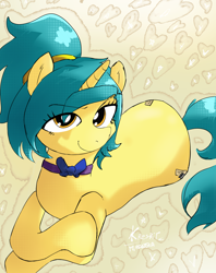 Size: 4810x6075 | Tagged: safe, artist:miranda_17, imported from derpibooru, oc, oc only, oc:apetse, earth pony, unicorn, cute, digital art, female, horn, looking at you, mare, simple background