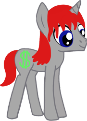 Size: 1108x1532 | Tagged: safe, artist:kingofmlp, artist:kingofmylittleponyliamkeel, artist:liamkeel, oc, oc only, oc:lmoney, oc:prince little money, oc:prince little sun money i., pony, unicorn, colt, g4, gray coat, male, red mane, simple background, smiling, solo, species:pterodactyl alicorn, transparent background