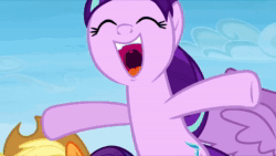 Size: 1920x1080 | Tagged: safe, imported from twibooru, screencap, applejack, fluttershy, pinkie pie, rainbow dash, rarity, spike, starlight glimmer, twilight sparkle, happy, image, mane seven, mane six, mp4, smiling