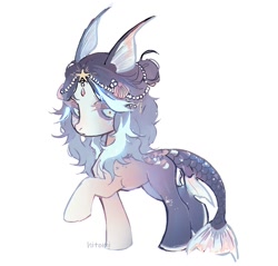 Size: 1324x1266 | Tagged: safe, artist:rrusha, imported from derpibooru, oc, oc only, oc:keto, merpony, pony, female, mare, simple background, solo, white background