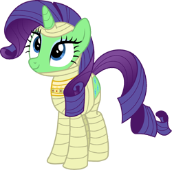 Size: 1200x1190 | Tagged: safe, artist:tylerajohnson352, imported from derpibooru, rarity, unicorn, female, green coat, halloween, holiday, hooves, horn, monster, mummy, my little pony, nightmare night, tail, transformation, unicorn horn