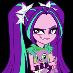 Size: 576x576 | Tagged: safe, imported from derpibooru, aria blaze, spike, equestria girls, ariaspike, female, hug, male, shipping, spike tbe dog, straight