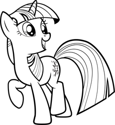 Size: 1868x2022 | Tagged: safe, imported from derpibooru, twilight sparkle, pony, unicorn, a canterlot wedding, .svg available, black and white, coloring page, grayscale, horn, looking at you, monochrome, my little pony, official, simple background, solo, stock vector, svg, transparent background, unicorn twilight, vector