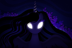 Size: 2966x2000 | Tagged: safe, artist:lovinglypromise, imported from derpibooru, princess luna, pony, glowing, glowing eyes, solo