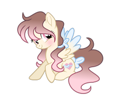 Size: 1361x1076 | Tagged: safe, artist:darbypop1, imported from derpibooru, oc, oc:vanilla dream, pegasus, pony, bow, female, gradient background, mare, simple background, solo, tail, tail bow, transparent background