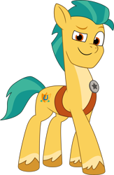 Size: 2678x4103 | Tagged: safe, color edit, edit, editor:toonacy, imported from derpibooru, vector edit, hitch trailblazer, earth pony, pony, .svg available, coat markings, colored, coloring page, dreamworks face, female, g5, looking at you, male, mare, my little pony: tell your tale, official, sash, sheriff, sheriff's badge, simple background, socks (coat markings), solo, stallion, stock vector, svg, transparent background, vector