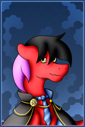 Size: 2401x3601 | Tagged: safe, artist:thebenalpha, imported from derpibooru, oc, oc:gallant valor, pegasus, cape, clothes, necktie, pegasus oc, wings