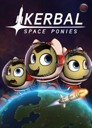 Size: 1400x1953 | Tagged: safe, artist:selenophile, imported from derpibooru, game, kerbal space program, parody, planet, poster, rocket, scared, space, spacesuit